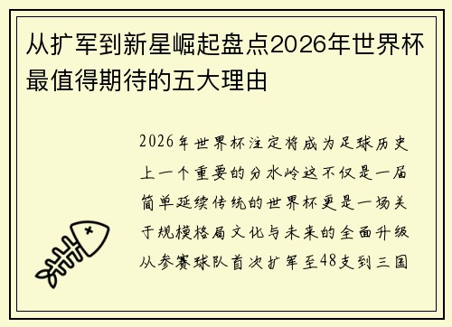 从扩军到新星崛起盘点2026年世界杯最值得期待的五大理由